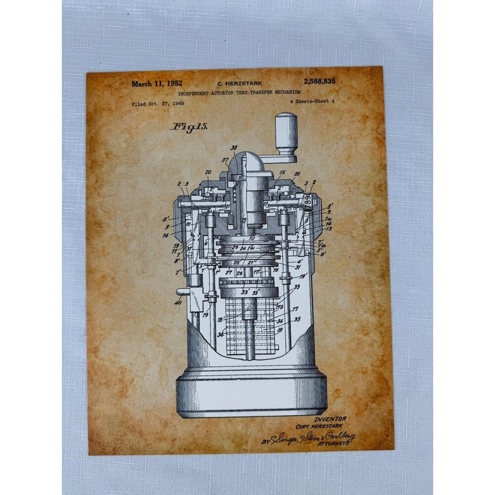 C. Herzstark Independent Actuator Mechanism Art Print 11x14 Unframed